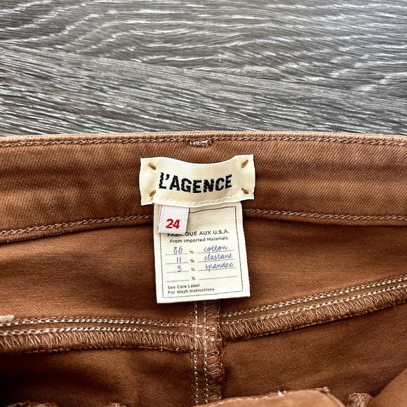 L'AGENCE Margot High Rise Skinny Jeans Java Coated Sz 24 Brown Slim Fit PantsEUC - Picture 4 of 16